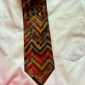 3/$25 Sharper Image Black and Red Tie with Geometric Design
